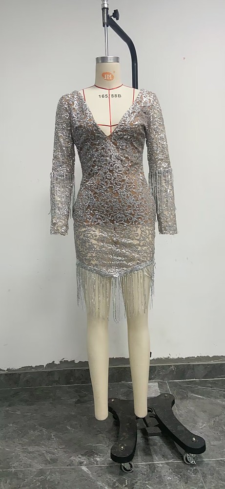 WHOLESALE | Bling Bling Plunging Neck Dress