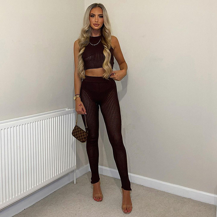 WHOLESALE | High Elastic Fabric Mesh Pants Set