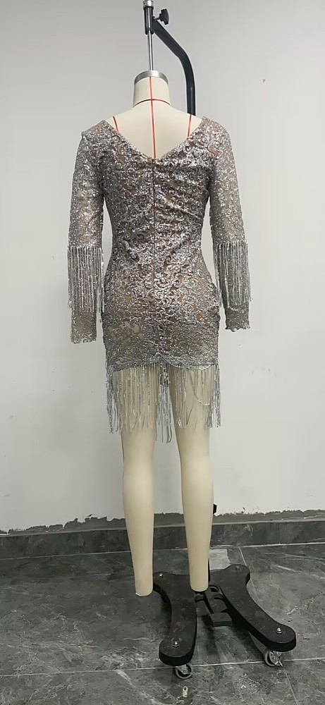 WHOLESALE | Bling Bling Plunging Neck Dress
