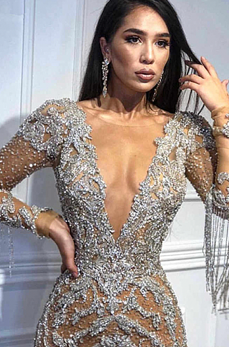 WHOLESALE | Bling Bling Plunging Neck Dress