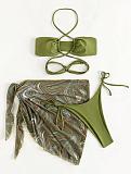 WHOLESALE | Marble Printed Halter 3 Piece Bikini in Coffee