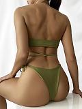 WHOLESALE | Marble Printed Halter 3 Piece Bikini in Coffee