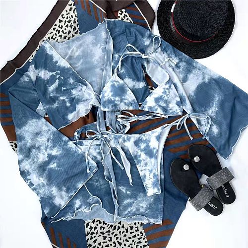 WHOLESALE | Marble Printed Halter 4Piece Bikini