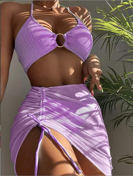 WHOLESALE | Ruffles Halter 3 Piece Bikini