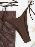 WHOLESALE | Marble Printed Halter 3 Piece Bikini in Coffee