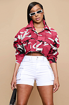 WHOLESALE | Camo Front Real Pocket Crop Jacket Rose Red