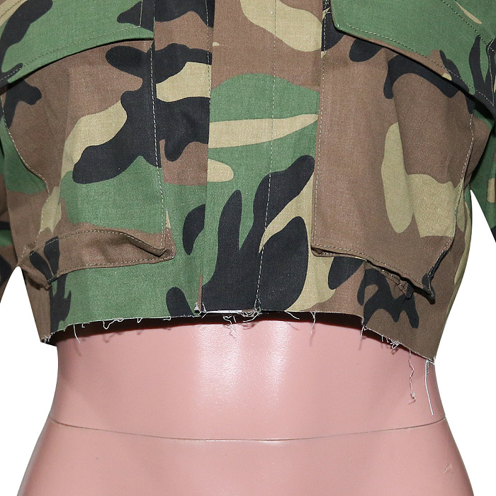 WHOLESALE | Camo Front Real Pocket Crop Jacket Jungle