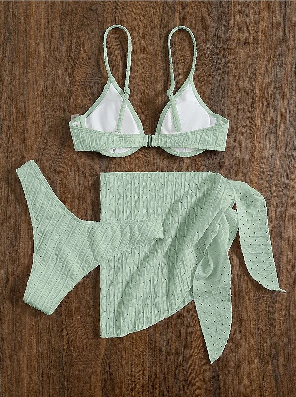 WHOLESALE | Solid 3 Piece Bikini in Light Cyan