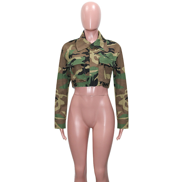 WHOLESALE | Camo Front Real Pocket Crop Jacket Jungle