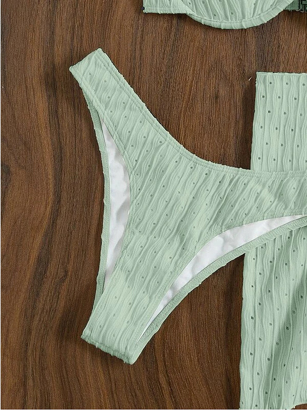 WHOLESALE | Solid 3 Piece Bikini in Light Cyan