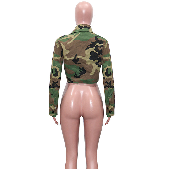 WHOLESALE | Camo Front Real Pocket Crop Jacket Jungle