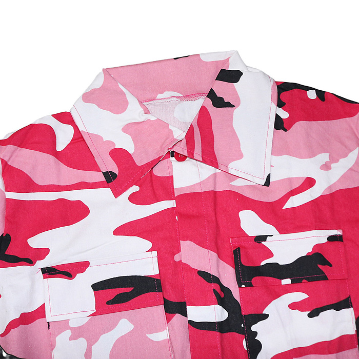 WHOLESALE | Camo Front Real Pocket Crop Jacket Rose Red