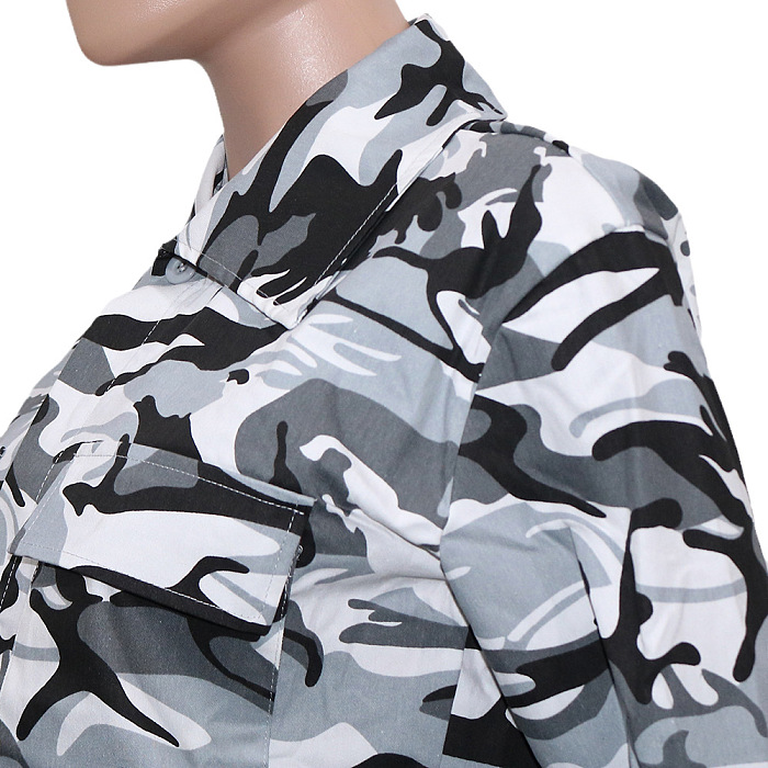 WHOLESALE | Camo Front Real Pocket Crop Jacket Grey