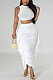 WHOLESALE | Crop Top &  Lutos Edge Skirt Set in White