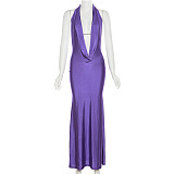 WHOLESALE | Fake Pearl Deco Halter Dress