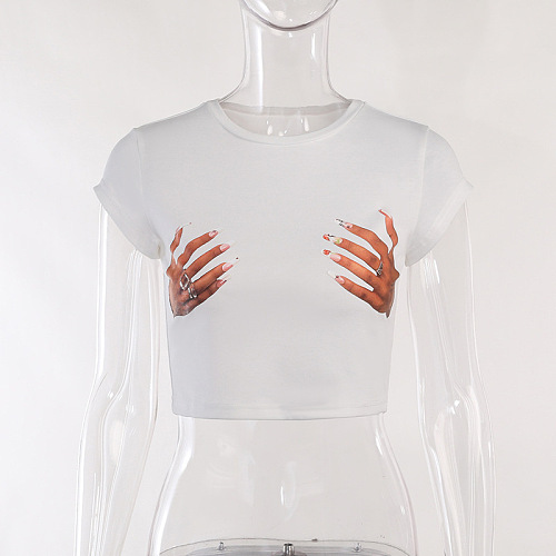 WHOLESALE | Hands Printed Crop T-shirt