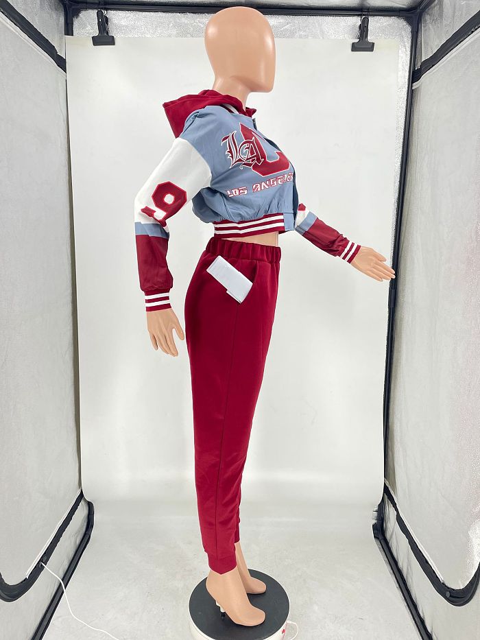 WHOLESALE | Printed Bear Baseball Hoodie Coat Set