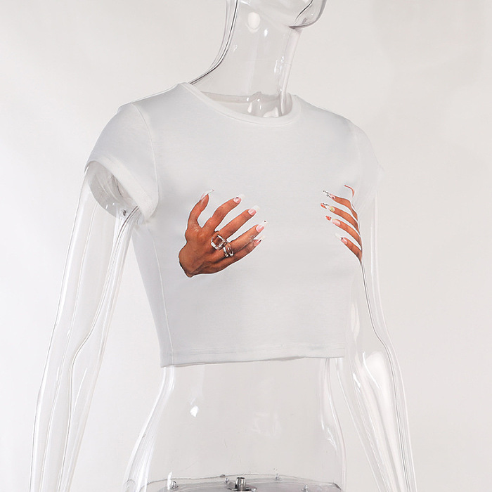 WHOLESALE | Hands Printed Crop T-shirt