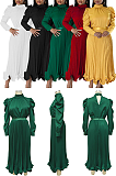 WHOLESALE |  Ruffle Long Sleeves Open Back Halter Pleated Skirt Set