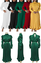 WHOLESALE |  Ruffle Long Sleeves Open Back Halter Pleated Skirt Set