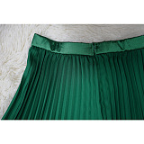 WHOLESALE |  Ruffle Long Sleeves Open Back Halter Pleated Skirt Set