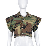 WHOLESALE | Lotus Edge Shoulder Button Up Camo Shirt Top