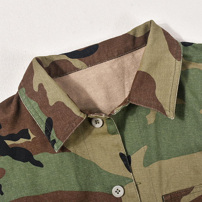 WHOLESALE | Lotus Edge Shoulder Button Up Camo Shirt Top