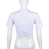 WHOLESALE |  Printed Self-tied Crop T-shirt