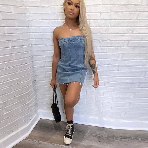 WHOLESALE |  Denim Back Zip Up Dress