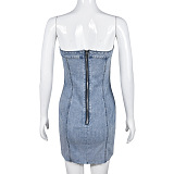 WHOLESALE |  Denim Back Zip Up Dress