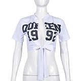 WHOLESALE |  Printed Self-tied Crop T-shirt