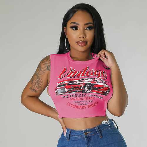 WHOLESALE | Racing Car Printed Side Strap Off Shoulder T-shirt
