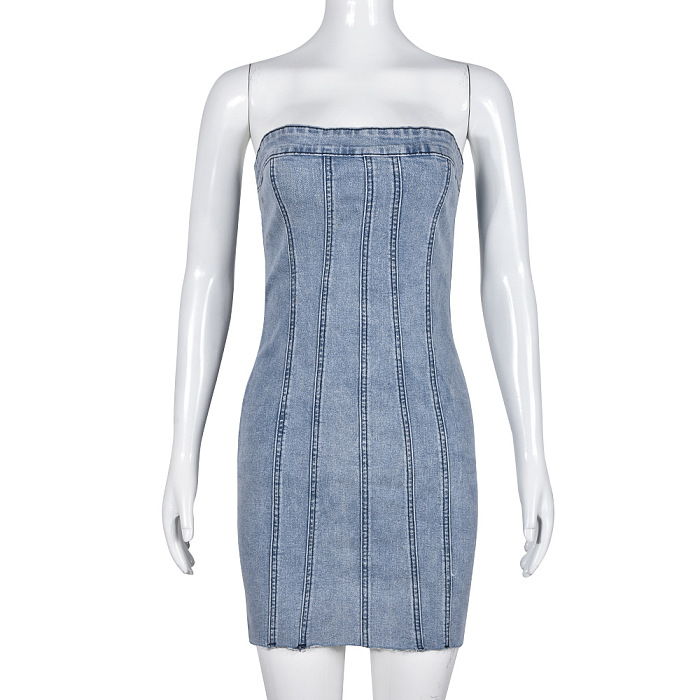 WHOLESALE |  Denim Back Zip Up Dress