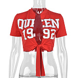 WHOLESALE |  Printed Self-tied Crop T-shirt