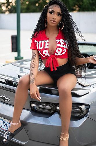 WHOLESALE |  Printed Self-tied Crop T-shirt