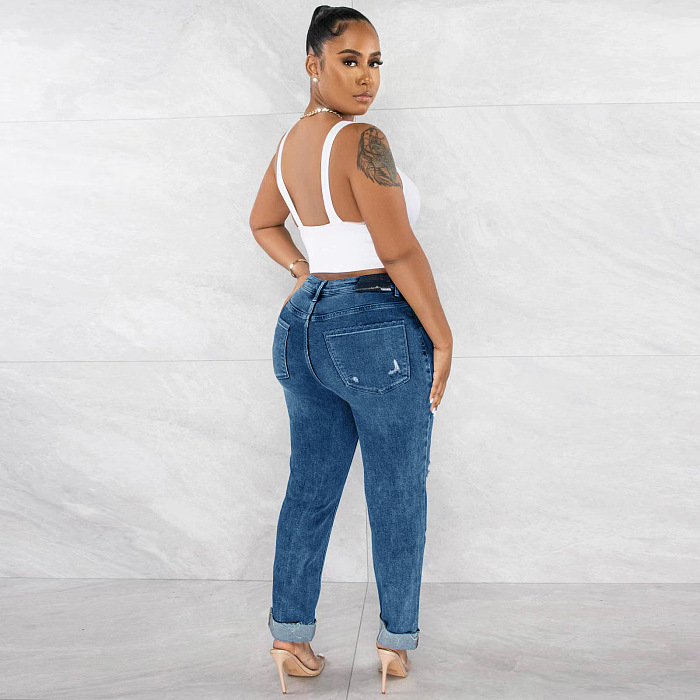 WHOLESALE | Distressd Elastic Jeans