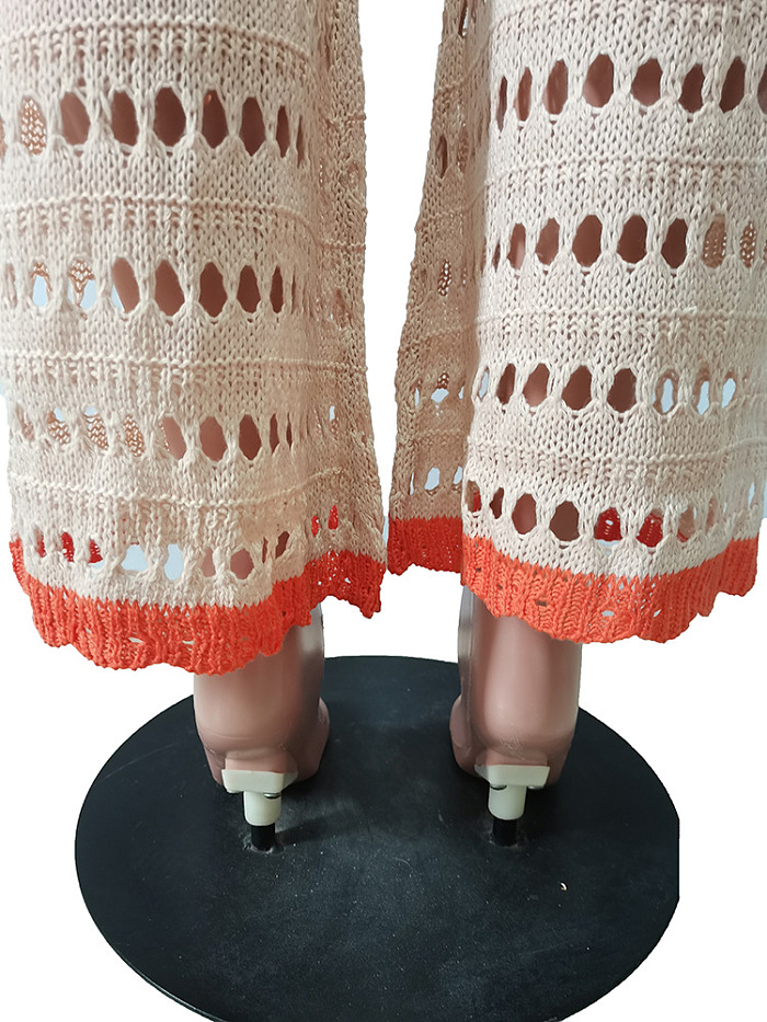 WHOLESALE | Knitted Off Shoulder Hollow-out Pants Set