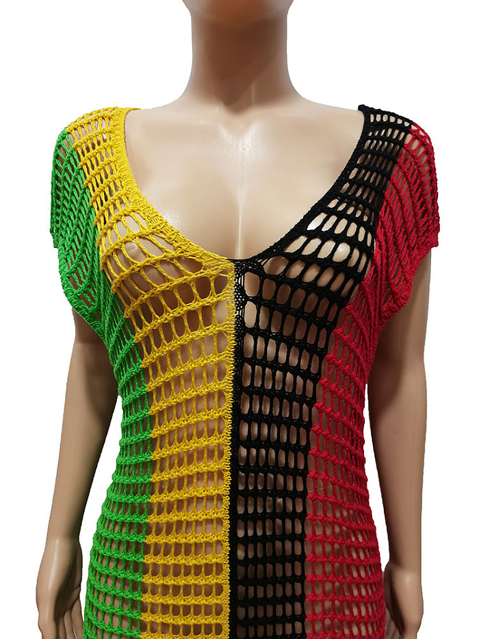 WHOLESALE | Knitted Hollow-out Beach Dress in Color Panel