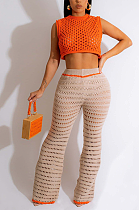 WHOLESALE | Knitted Off Shoulder Hollow-out Pants Set