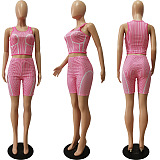 WHOLESALE | Strip Printed High Elastic Tank Shorts Set