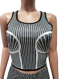 WHOLESALE | Strip Printed High Elastic Tank Shorts Set