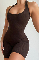 WHOLESALE | Pitted Material Halter Romper