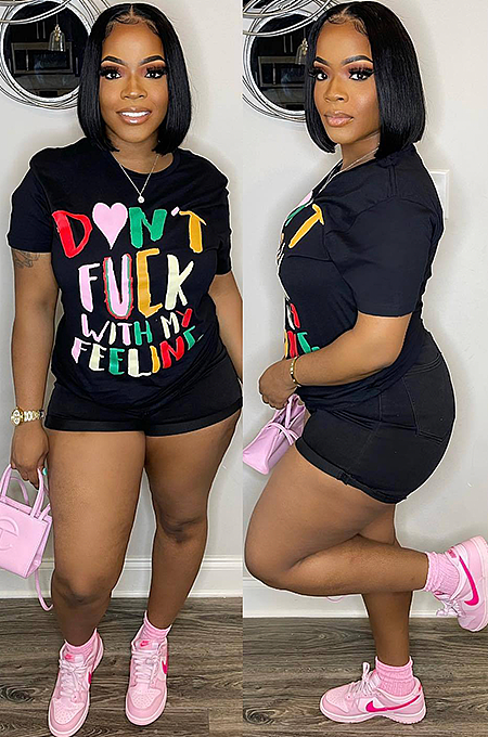 WHOLESALE | Letter Print Short Sleeve Casual T Shirt