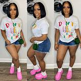 WHOLESALE | Letter Print Short Sleeve Casual T Shirt