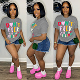 WHOLESALE | Letter Print Short Sleeve Casual T Shirt