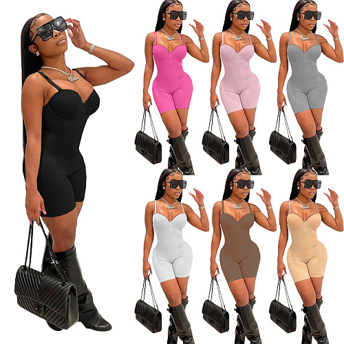 WHOLESALE | Solid Spaghetti Strap Tight Romper