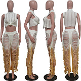 WHOLESALE | Tassel Hem Vest Pants Set