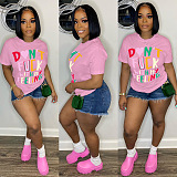 WHOLESALE | Letter Print Short Sleeve Casual T Shirt