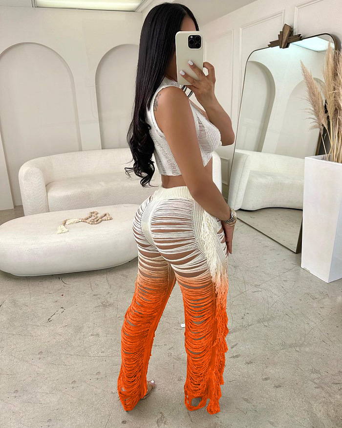 WHOLESALE | Tassel Hem Vest Pants Set