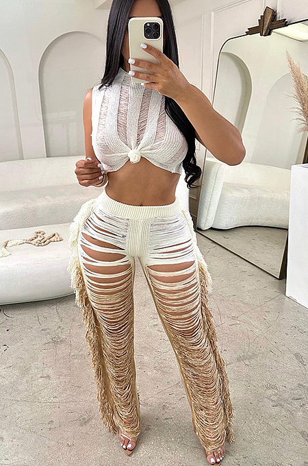 WHOLESALE | Tassel Hem Vest Pants Set